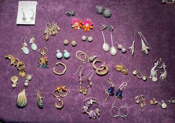 Lot Of Pierced Costume And Sterling Silver Earrings