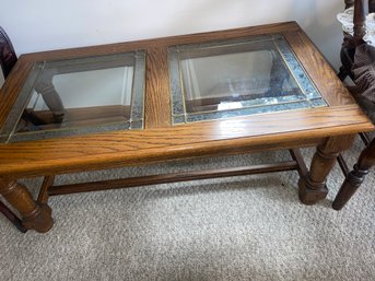 3 Piece Stained Leaded Glass End Tables And Coffee Table