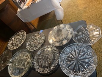 Lot Of Cut Glass Trays/Serving Dishes