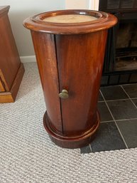 Great Piece -Cylindrical Mahogany Table With Marble Top