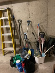 Garage Lot /Stanley 6ft Ladder / 2 Fire Extinguisher Shovels Ice Chisel Scraper And More