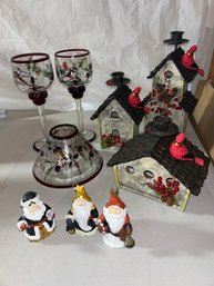 Cardinal Christmas Candle Hold And Accessories