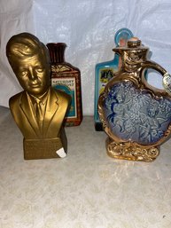 3 Collectable Decanters / JFK Statue
