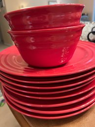 Set Of Red Rachel Ray Dishes