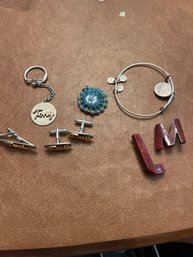 Misc Jewelry Lot / Tony Name Key Chain And Tie/Cufflinks  Alex Abd Arnie