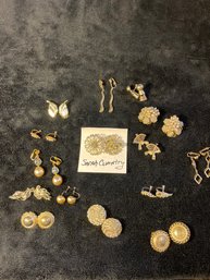 Vintage Lot Of Clip On Earrings Sarah Coventry / Coro Gold Tone