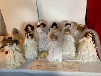 Danbury Mint Bride Doll Lot With Certificates