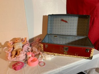 Vtg Airway Doll Trunk And Doll With Accessories