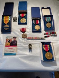 Collection Of Army Medals/World War II/VietnamConductPistol Ribbon World War II TrenchBullet Ring
