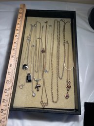 Lot Of Necklaces  Silver And Gold Tone Some W/Pendants/MushroomStar