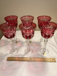 Set Of 6 NACHTMANN BLEIKRISTALL Red Crystal Glasses