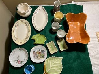 15 Piece Of Miscellaneous Ceramic  Tea Cups, Planter, Egg Cup, Tray Limoges Small Dish