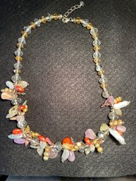 Gorgeous Miced Medium Necklace /Rose Quartz /AmethystFacetted Glass Crystal? Fresh Water Pearls