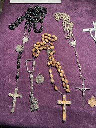 Lot Of Religious / Rosary Beads/Some Sterling Last SupperMaryCrossSt Christoper