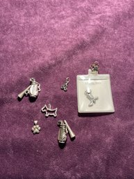 Lot Of Sterling Silver Charms / Cowboy Boot / Claddah Ring  Celtic ScottyPawGolf