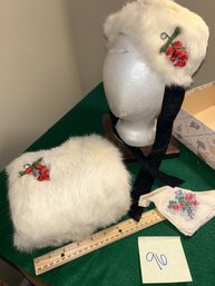 Rabbit Fur Headband And Muff  Childrens Holiday Winter