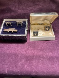 Lot Of Vintage Cufflinks / Tie Clip / Sterling 950 In Original Boxes