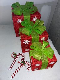 Decorative Christmas Boxes And Candy Canes.