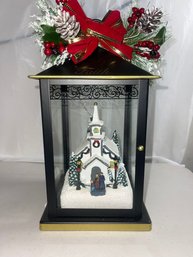Adorable Thomas Kinkade FAITH  Illuminated Holiday Centerpiece Collection By Bradford Exchange