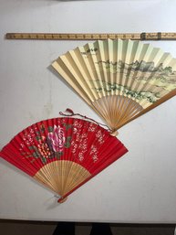 Lot 2 Paper And Wood Hand Fan The Ho-O-Do UJI, Japan