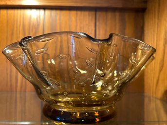 Amber Ribbon Glass Bowl