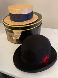 Vintage Straw Boaters Hat / Derby / Bowler Hat  Roxford Hat Box