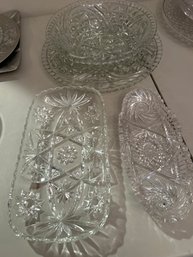 4 Pieces Glass Serving Bowl Platter Tray Pinwheel