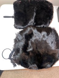 Gorgeous Black Fur Muffs And Stoles/ Scarf Vintage Hat Box