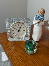 Staiger Germany Glass Clock Willow Tree Glass Heart