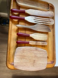 Assortment Of Wooden Utensils / Spurtles/Pig -Assortment Cutting Boards Cupcake Pan  Baking Pans