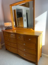 Solid Oak 10 Drawer Dresser And Mirror