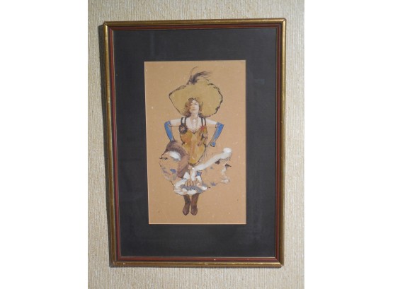 Fine Original Watercolor / Gouache Illustration Of A Dancer - Illeg Signed Rudat ?