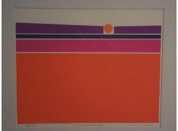 Calvin Jacob Libby (1931 - 1998) Mid Century Modern Original Signed & Number Silk Screen - 'Orange Landscape'