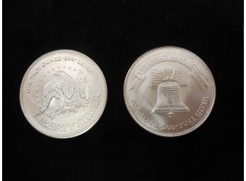 Lot Of 2 - 1 Troy Oz Silver Rounds .999 - Liberty Silver #2