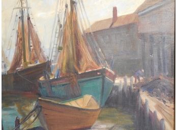 Early 20th Century Rockport / Gloucester School Oil Painting Illeg Signed C . L ?