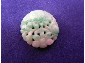 Tiny Carved Stone Or Jade Floral Medallion