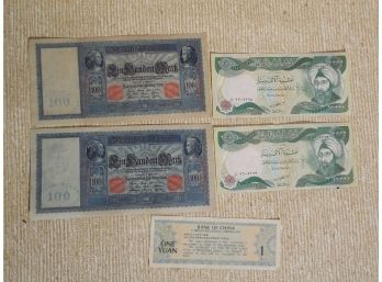 Lot Of 5 - Foreign Paper Currency - Money Germany , Iraq & China