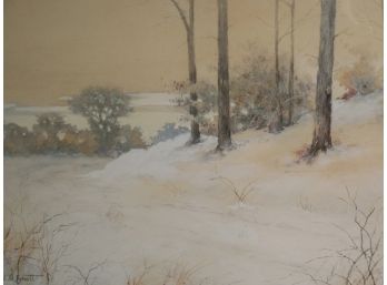 Ed D Everett Original Watercolor Painting - Atmospheric Winter Landscape