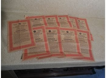 Lot Of 12 Russian Bonds From 1916 - 2 Billion Imperial Roubles