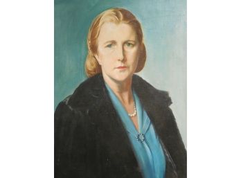 Abram Poole (1882 - 1961) Original Oil Portrait Of  Janice Fair Poole (abram's 2nd Wife)