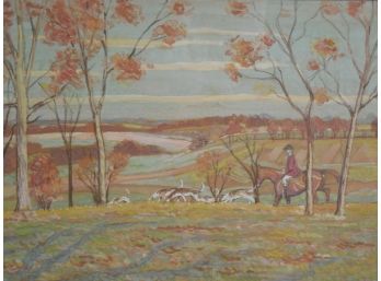 Will Hicok Low (1853 - 1932) Original Gouache Rural Fox Hunt Scene