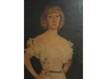 Abram Poole (1882 - 1961) Original Oil Painting Portrait Of A Young Woman