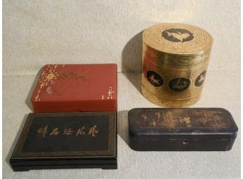 Lot Of 4 Asian / Japanese Lacquerware Boxes
