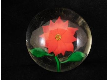 Antique Boston & Sandwich Glass Company Red Poinsettia Paperweight