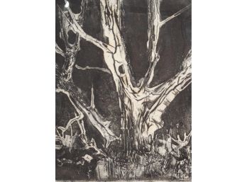 Emily Marks  -  Mid Century Modern - Original Signed & Numbered Print - Old Tree