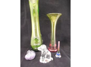 Lot Of 5 Pieces Of Art Glass - 4 Signed - One Is Orrefors