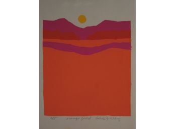 Calvin Jacob Libby (1931 - 1998) Mid Century Modern Original Signed & Number Silk Screen - 'Orange Field'