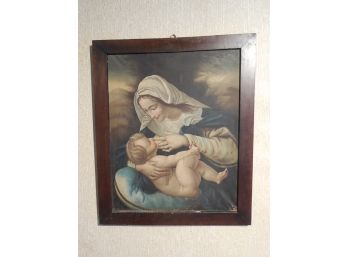 Early Antiques Original Italian School Painting Madonna & Child - Andrea Solario 'Green Cushion'