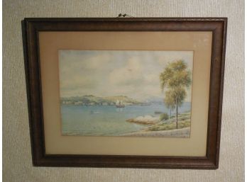 W. Warren Brown (Born 1840s?) Original Watercolor Painting Hudson River Scene ?