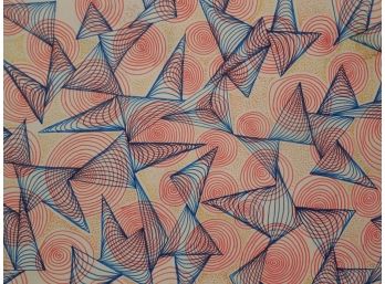 Frederick M. Faillace (Born 1949) Original Abstract Geometric Optical Art Colored Drawing Spirals & Triangles